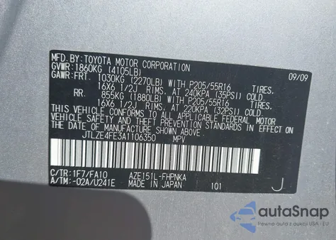 2010 Scion Xb Xb from USA, damaged, VIN JTLZE4FE3A1106350